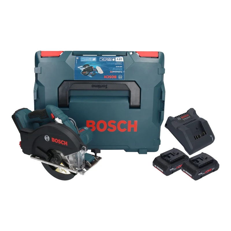 Bosch GKM 18V-50 Professional Akku Metall Handkreissäge 18 V 136 mm Brushless + 2x ProCORE Akku 4,0 Ah + Ladegerät + L-Boxx