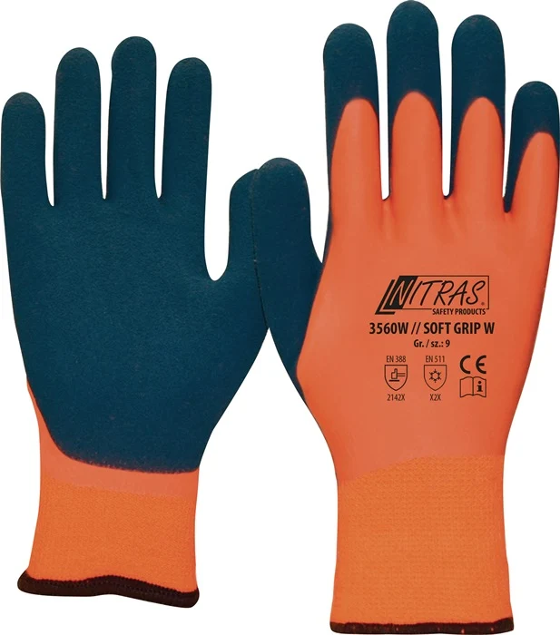 NITRAS Kälteschutzhandschuhe SOFT GRIP W Größe 8 orange/dunkelblau 12 Paar ( 8000235056 )