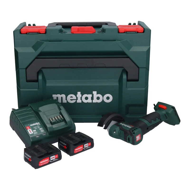 Metabo PowerMaxx CC 12 BL Akku Winkelschleifer 12 V 76 mm ( 600348500 ) Brushless + 2x Akku 2,0 Ah + Ladegerät + metaBOX