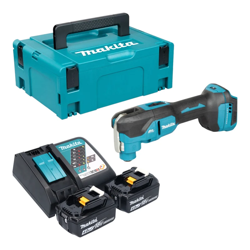 Makita DTM 53 RMJ Akku Multifunktionswerkzeug 18 V OIS / Starlock Brushless + 2x Akku 4,0 Ah + Ladegerät + Makpac