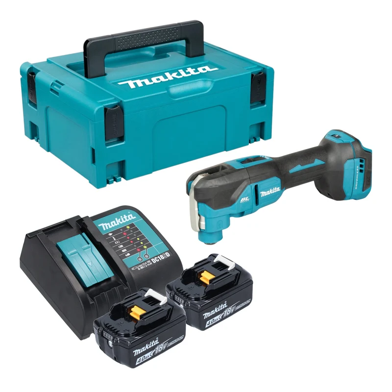 Makita DTM 53 SMJ Akku Multifunktionswerkzeug 18 V OIS / Starlock Brushless + 2x Akku 4,0 Ah + Ladegerät + Makpac