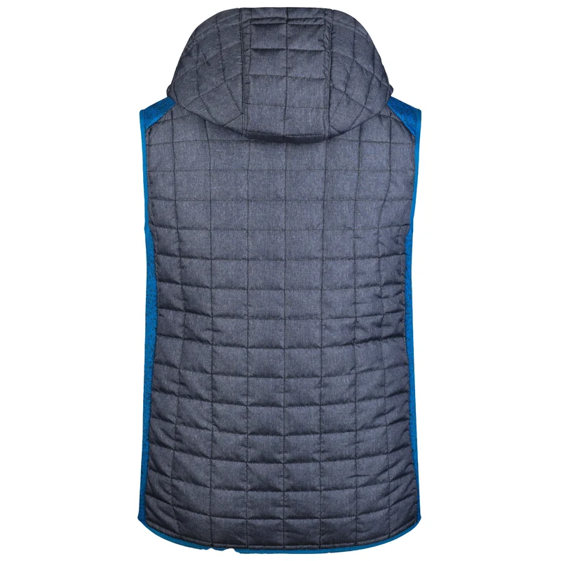 L-Boxx Herren Hybrid Strickfleece Gilet Weste - royal melange / anthracite melange Größe XL
