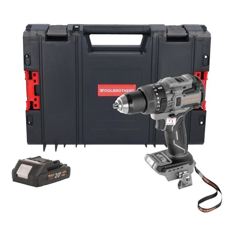 Procraft Industrial CD20B-BB Akku Schlagbohrschrauber 20 V 150 Nm Brushless + 1x Akku 2,0 Ah + RHINO Toolcase - ohne Ladegerät