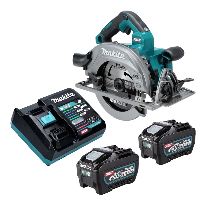 Makita HS 003 GT201 Akku Handkreissäge 40 V max. 190 mm Brushless + 2x Akku 5,0 Ah + Ladegerät