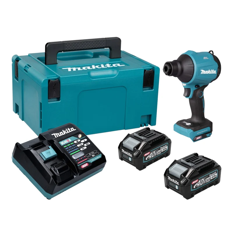 Makita AS 001 GM201 Akku Gebläse 40 V max. Brushless + 2x Akku 4,0 Ah + Ladegerät + Makpac