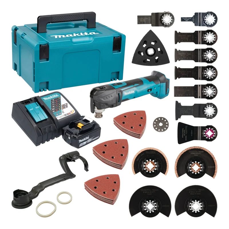 Makita DTM 51 RT1J3 Akku Multifunktionswerkzeug 18 V + 1x Akku 5,0 Ah + Ladegerät + 45 tlg. Zubehör Set + Makpac