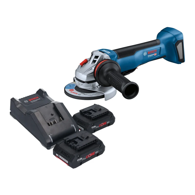 Bosch GWS 18V-10 P Professional Akku Winkelschleifer 18 V 125 mm Brushless + 2x ProCORE Akku 4,0 Ah + Ladegerät