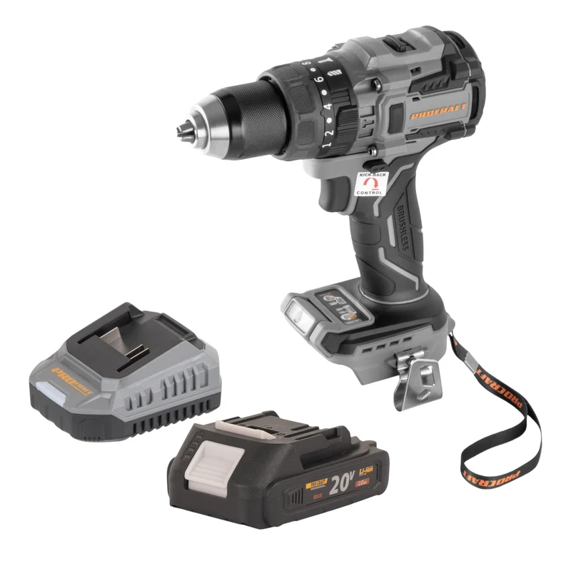 Procraft Industrial CD20B-BB Akku Schlagbohrschrauber 20 V 150 Nm Brushless + 1x Akku 2,0 Ah + Ladegerät
