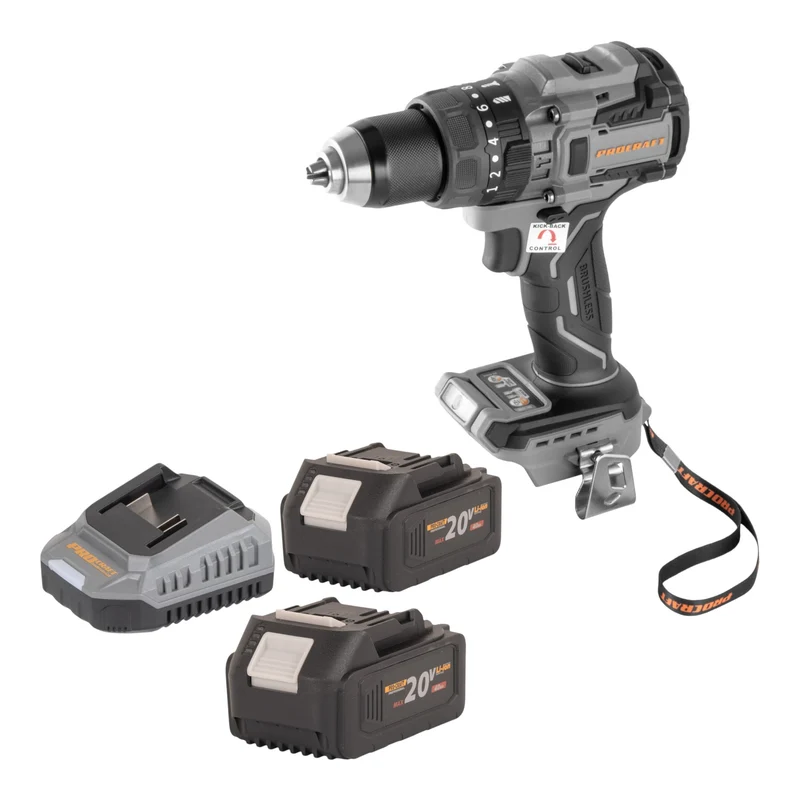 Procraft Industrial CD20B-BB Akku Schlagbohrschrauber 20 V 150 Nm Brushless + 2x Akku 4,0 Ah + Ladegerät