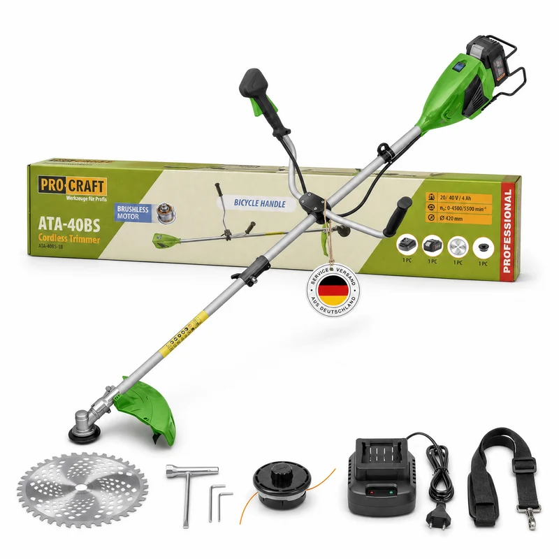 Procraft ATA-40BS Akku Freischneider 40 V 420 mm Brushless + 1x Akku 4,0 Ah + Ladegerät