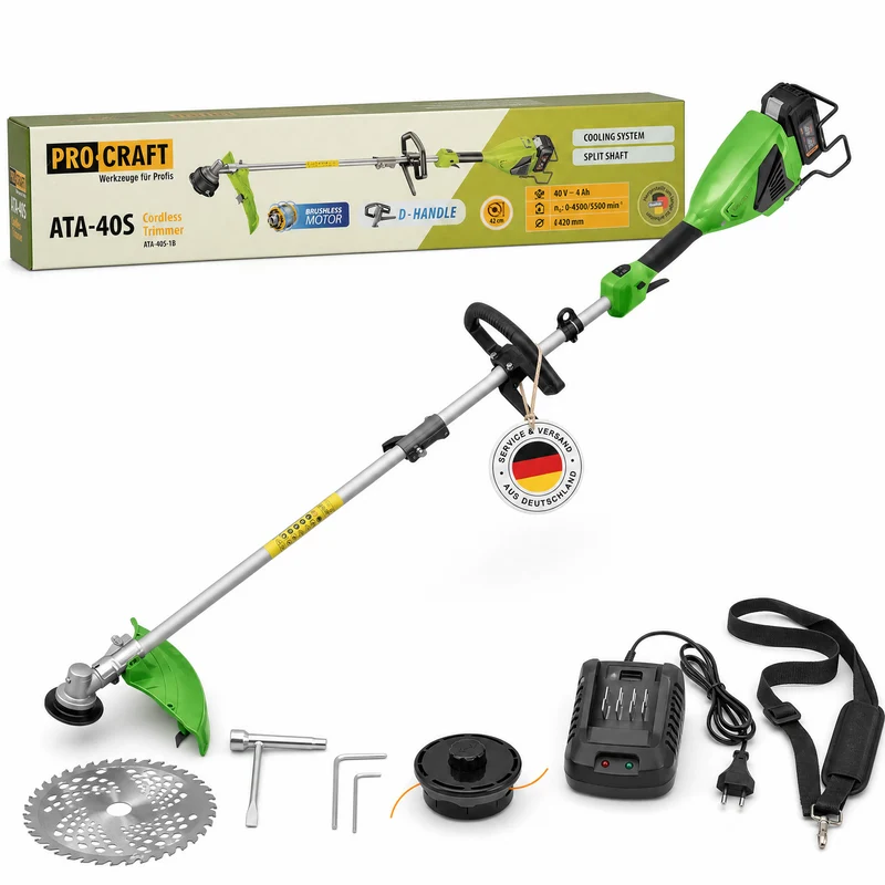 Procraft ATA-40S Akku Freischneider 40 V 420 mm Brushless + 1x Akku 4,0 Ah + Ladegerät