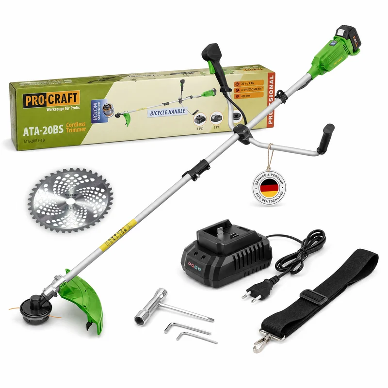 Procraft ATA-20BS Akku Freischneider 20 V 420 mm Brushless + 1x Akku 4,0 Ah + Ladegerät