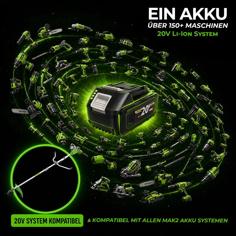Procraft ATA-20BS Akku Freischneider 20 V 420 mm Brushless + 1x Akku 4,0 Ah + Ladegerät