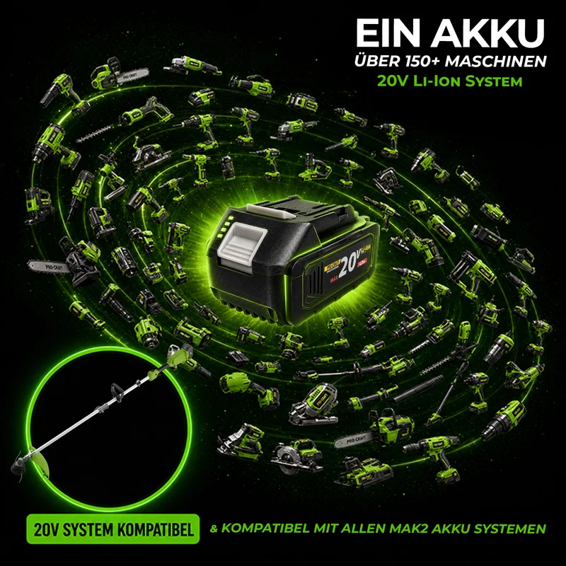 Procraft ATA-20S Akku Freischneider 20 V 420 mm Brushless + 1x Akku 4,0 Ah + Ladegerät