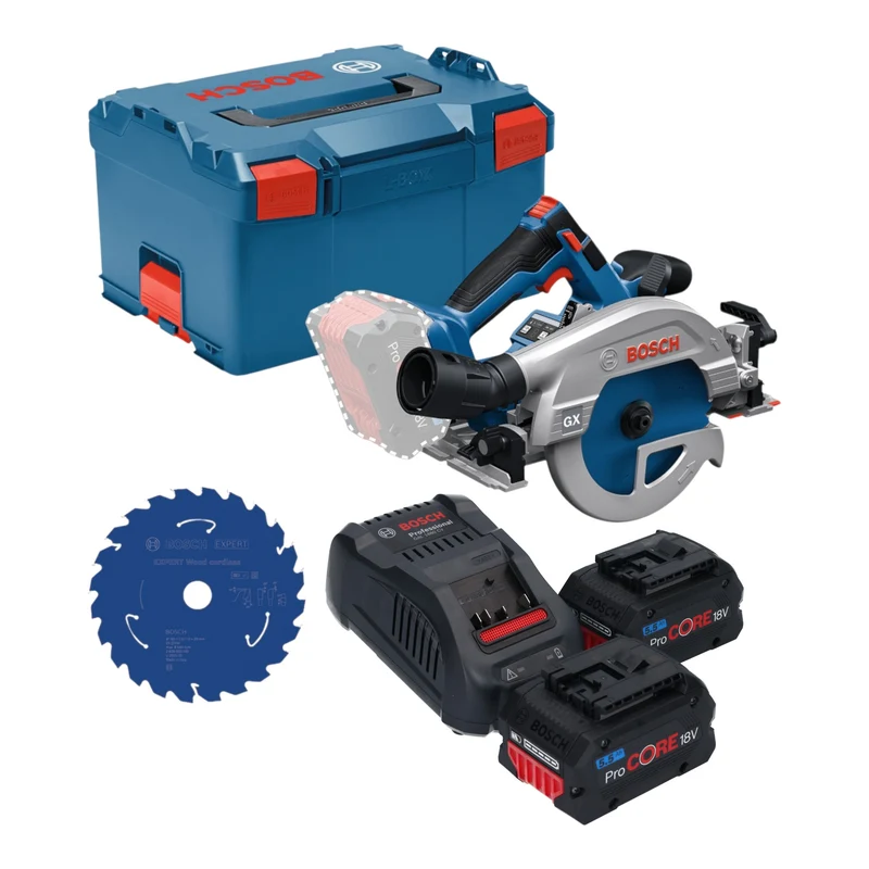 Bosch GKS 18V-57-2 GX Professional Akku Kreissäge 18 V 165 mm Brushless + 2x ProCORE Akku 5,5 Ah + Ladegerät + L-Boxx