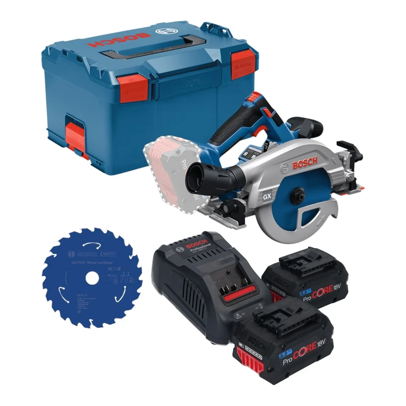 Bosch GKS 18V-57-2 GX Professional Akku Kreissäge 18 V 165 mm Brushless + 2x ProCORE Akku 8,0 Ah + Ladegerät + L-Boxx
