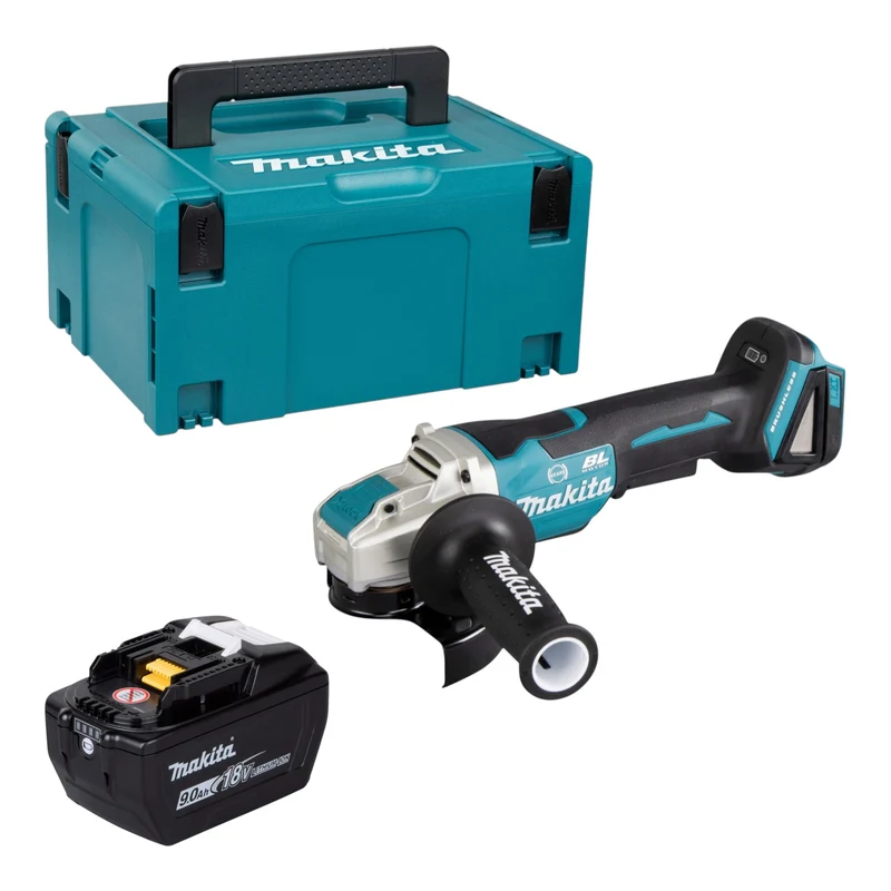 Makita DGA 520 ZX1 Akku Winkelschleifer 18 V 125 mm X-LOCK Brushless + 1x Akku 9,0 Ah + Makpac - ohne Ladegerät