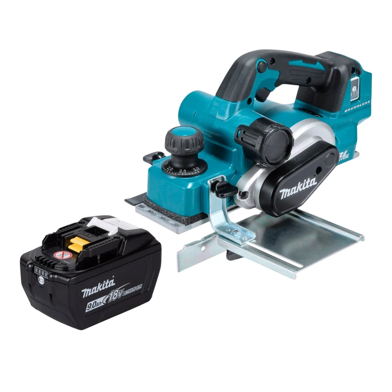 Makita DKP 181 Z Akku Hobel 18 V 82 mm Brushless + 1x Akku 9,0 Ah - ohne Ladegerät