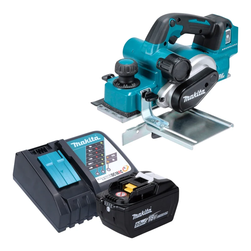 Makita DKP 181 Z Akku Hobel 18 V 82 mm Brushless + 1x Akku 9,0 Ah + Ladegerät