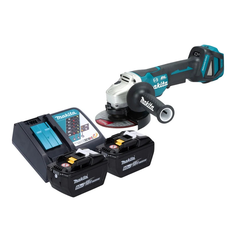 Makita DGA 517 Z Akku Winkelschleifer 18 V 125 mm Brushless + 2x Akku 9,0 Ah + Ladegerät