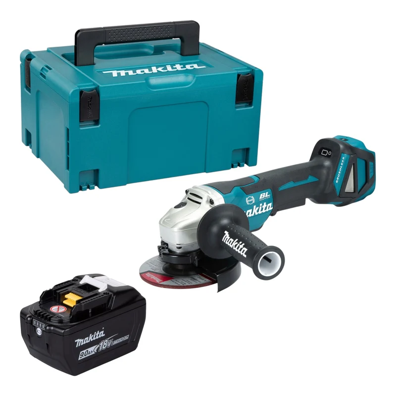 Makita DGA 517 Z Akku Winkelschleifer 18 V 125 mm Brushless + 1x Akku 9,0 Ah + Makpac - ohne Ladegerät