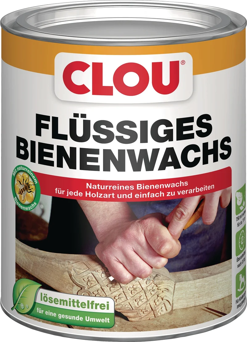 CLOU Bienenwachs flüssig farblos 750 ml Dose – Naturreines Wachs für Holz im Innenbereich, 3er-Pack