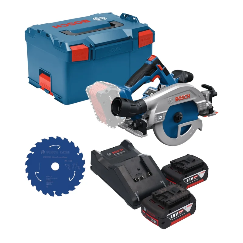 Bosch GKS 18V-57-2 GX Professional Akku Kreissäge 18 V 165 mm Brushless + 2x Akku 5,0 Ah + Ladegerät + L-Boxx