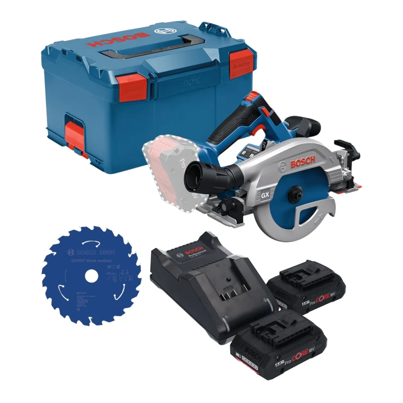 Bosch GKS 18V-57-2 GX Professional Akku Kreissäge 18 V 165 mm Brushless + 2x ProCORE Akku 4,0 Ah + Ladegerät + L-Boxx