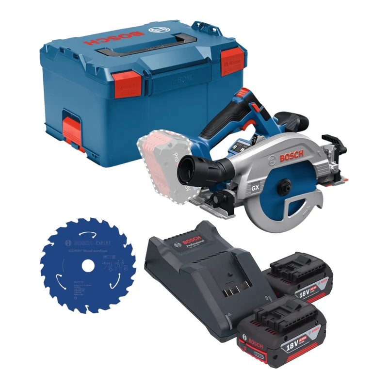Bosch GKS 18V-57-2 GX Professional Akku Kreissäge 18 V 165 mm Brushless + 2x Akku 4,0 Ah + Ladegerät + L-Boxx