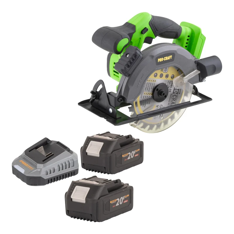 Procraft PCA28bb Akku Kreissäge 20 V 165 mm Brushless + 2x Akku 4,0 Ah + Ladegerät