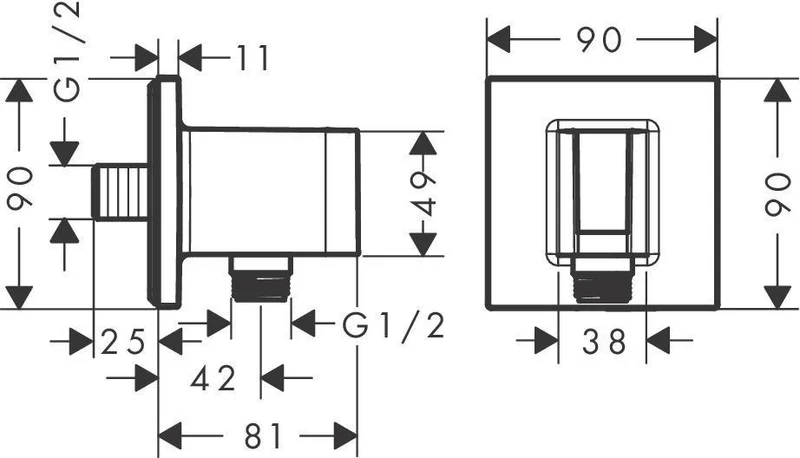 AXOR HG Schlauchanschluss Fixfit square m Rückflussv.