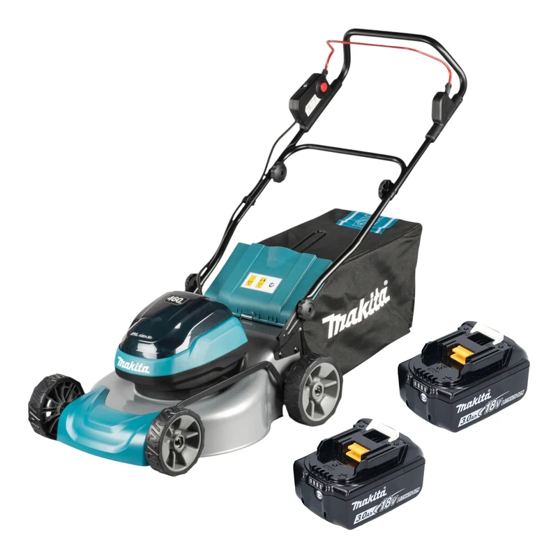 Makita DLM 466 F2 Akku Rasenmäher 36 V ( 2x 18 V ) 46 cm Brushless + 2x Akku 3,0 Ah - ohne Ladegerät