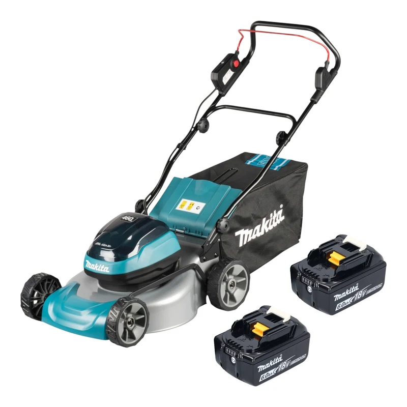 Makita DLM 466 G2 Akku Rasenmäher 36 V ( 2x 18 V ) 46 cm Brushless + 2x Akku 6,0 Ah - ohne Ladegerät