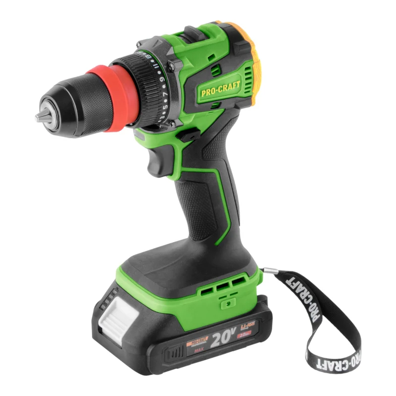 Procraft PA20LiDFR Akku Bohrschrauber 20 V 50 Nm Brushless + 1x Akku 2,0 Ah + Ladegerät + Koffer