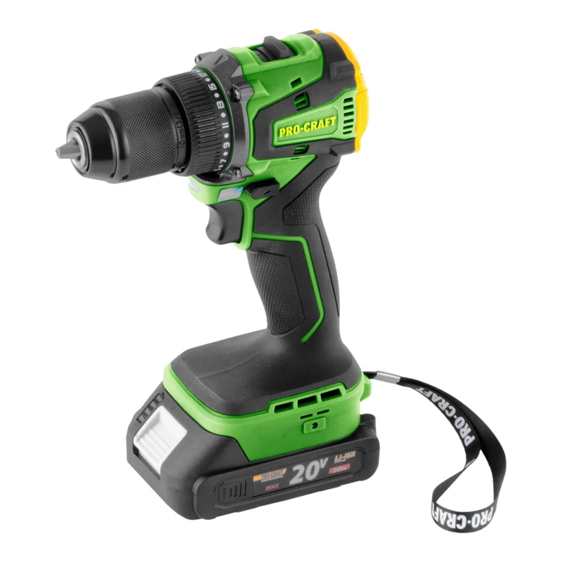 Procraft PA20Li Akku Bohrschrauber 20 V 50 Nm Brushless + 1x Akku 2,0 Ah + Ladegerät + Koffer