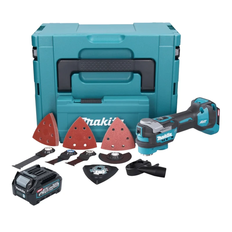 Makita TM 001 GA103 Akku Multifunktionswerkzeug 40 V max. Starlock Max Brushless + 1x Akku 2,0 Ah + 37 tlg. Zubehörset + Makpac - ohne Ladegerät