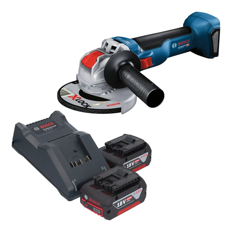 Bosch GWX 18V-10 Akku Winkelschleifer 18 V 125 mm Brushless + 2x Akku 4,0 Ah + Ladegerät