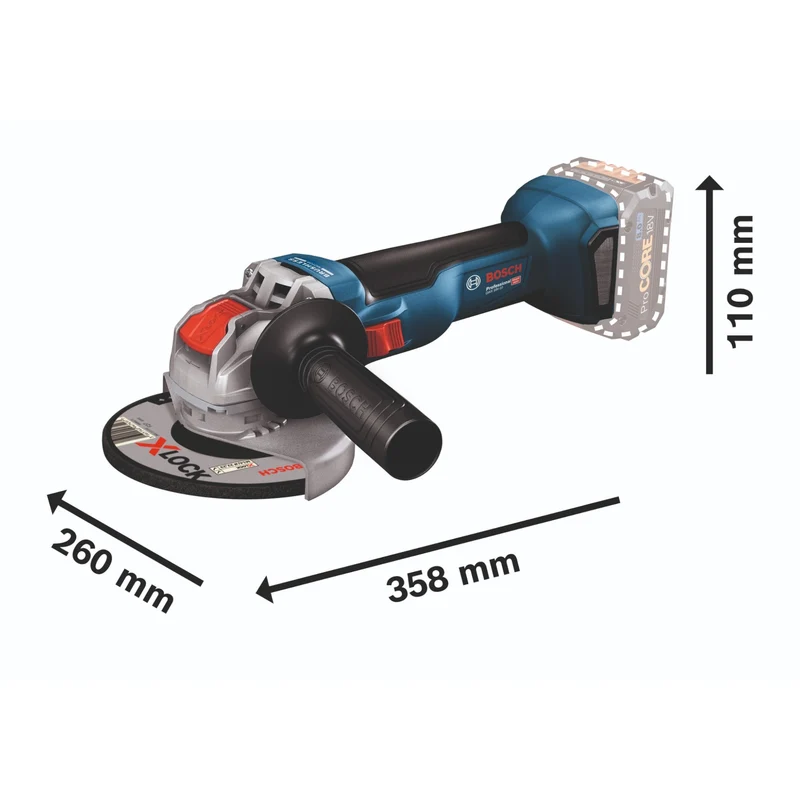 Bosch GWX 18V-10 Akku Winkelschleifer 18 V 125 mm Brushless + 1x ProCORE Akku 4,0 Ah + Ladegerät