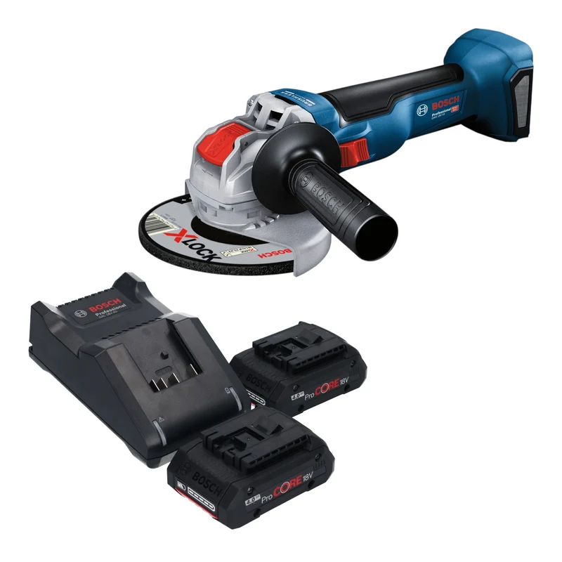 Bosch GWX 18V-10 Akku Winkelschleifer 18 V 125 mm Brushless + 2x ProCORE Akku 4,0 Ah + Ladegerät