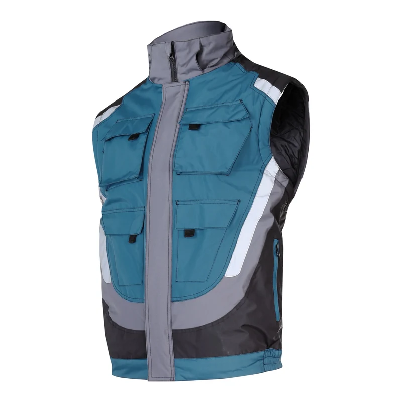 LAHTI PRO Gepolsterte Arbeitsjacke mit Reflexstreifen Größe M ( L4092402 ) schwarz grau türkis