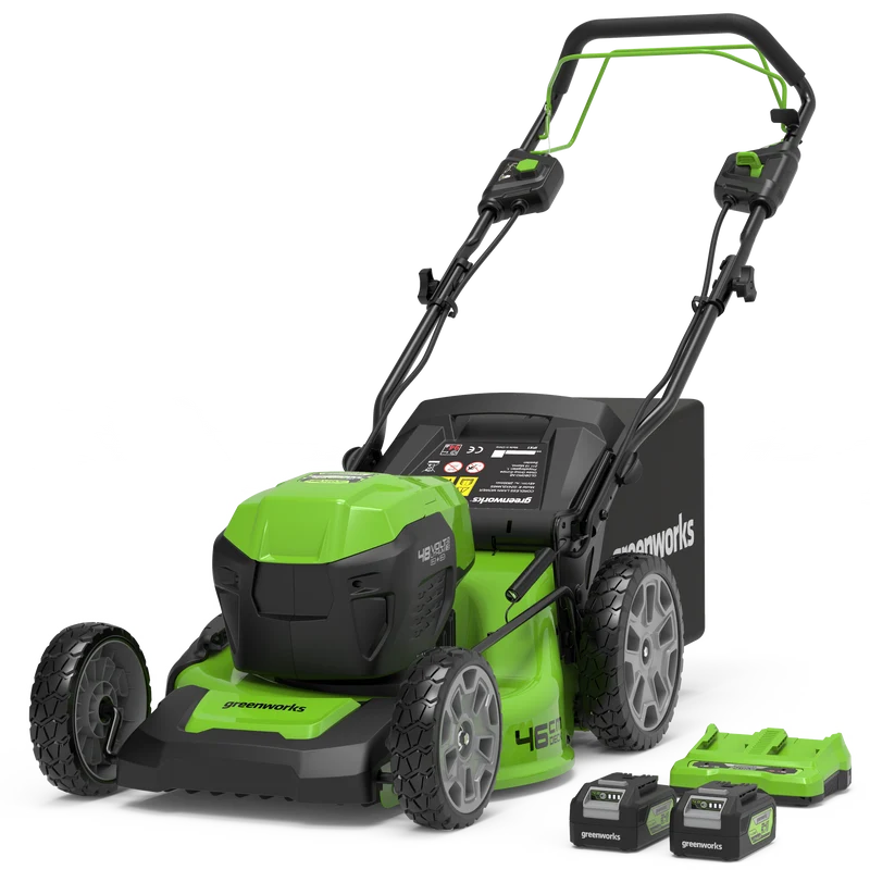 POWERALL 48V (24V x 2) Rasenmäher 46cm mit Radantrieb - 2x 4Ah Akkus