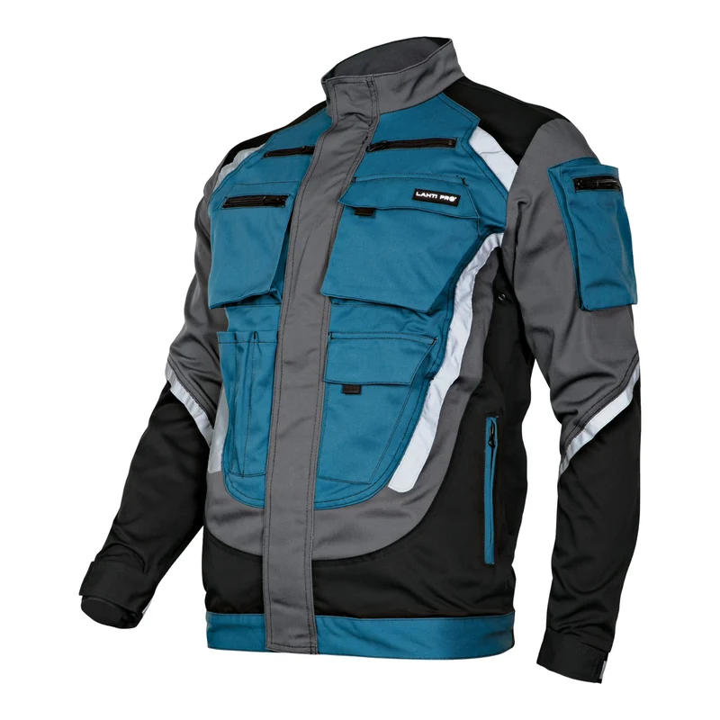 LAHTI PRO Arbeitsjacke mit Reflexstreifen Größe S ( L4040301 ) schwarz grau türkis