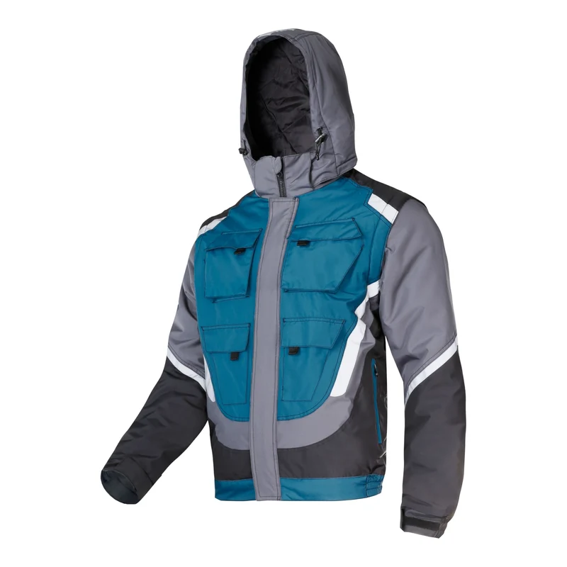 LAHTI PRO Gepolsterte Arbeitsjacke mit Reflexstreifen Größe XL ( L4092404 ) schwarz grau türkis