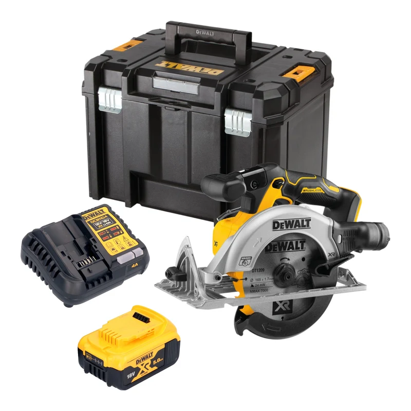 DeWalt DCS 565 P1T Akku Handkreissäge 18 V 165 mm Brushless + 1x Akku 5,0 Ah + Ladegerät + TSTAK