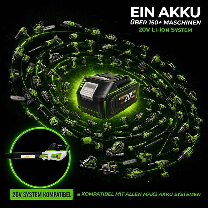 Procraft PB20 Akku Laubbläser 20 V TURBO Solo - ohne Akku, ohne Ladegerät