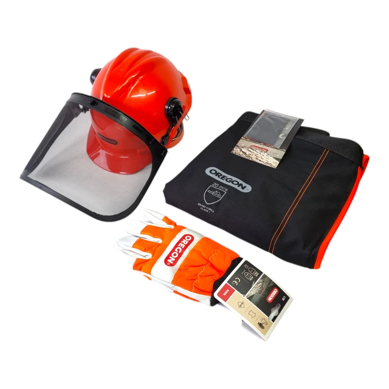 Oregon CS 1500 Kettensäge 2400 W 45 cm Schnittlänge 3/8" ( 579641 ) + Schutzausrüstung Set ( 574742A ) Schutzhelm / Beinschutz / Handschuhe