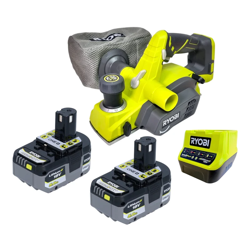 Ryobi R18PL-0 Akku Hobel 18 V 82 mm + 2x Akku 5,0 Ah + Ladegerät