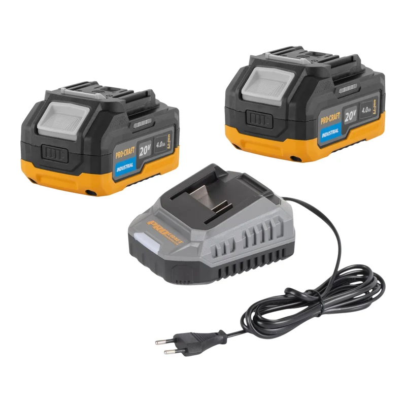 Procraft Starter Pack 20 V C20/2 Ladegerät 2 A + 2x 20/4 Industrial Akku 4,0 Ah