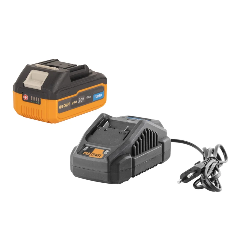 Procraft Starter Pack 20 V 20/2.4A Ladegerät + 1x 20/4 Turbo Akku 4,0 Ah