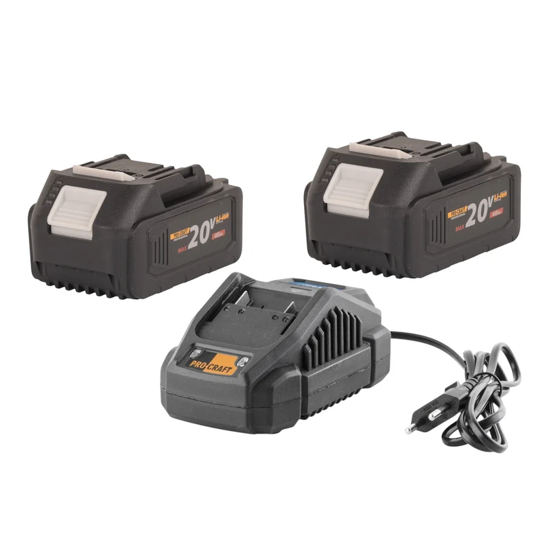 Procraft Starter Pack 20 V 20/2.4A Ladegerät + 2x 20/4 Akku 4,0 Ah